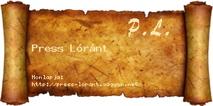 Press Lóránt névjegykártya